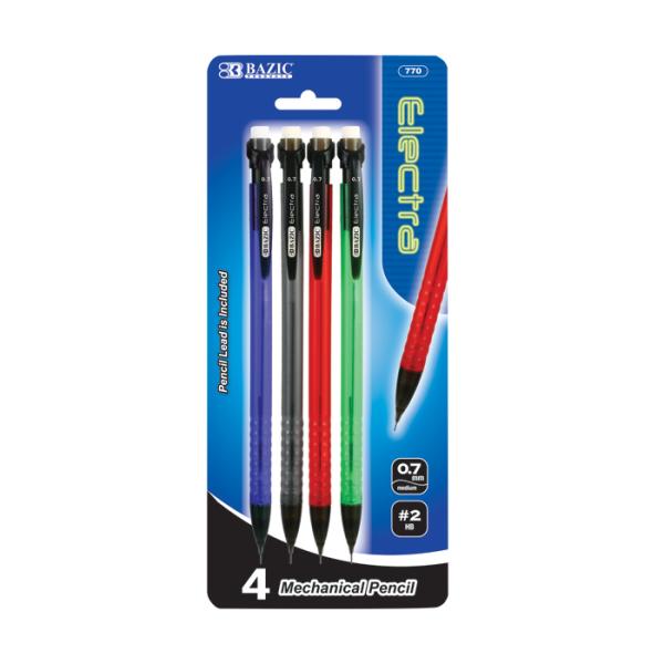 Picture of DDI 827855 BAZIC Electra Mechanical Pencils - 5 Count  Assorted Colors  0.7mm Lead Case of 24