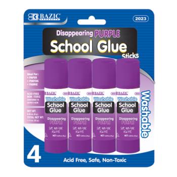 428379 BAZIC Purple Glue Stick - Washable 0.28 oz Dries...