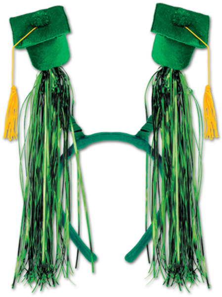 Picture of DDI 686596 Grad Cap with Fringe Boppers - Green Case of 12