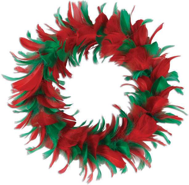 Picture of DDI 540387 Feather Wreath - Red &amp; Green #GR309 Case of 12