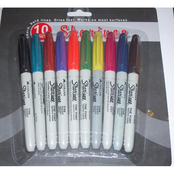Picture of DDI 679125 Marker Pens- 10 Count  Permanent  Assorted Colors  Fine Tip Case of 150
