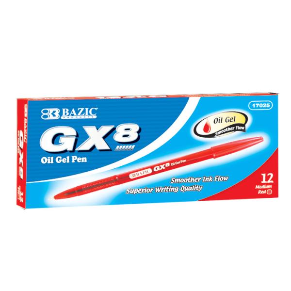Picture of DDI 901255 BAZIC GX8 Oil Gel Pens - 144  Count  Red 
