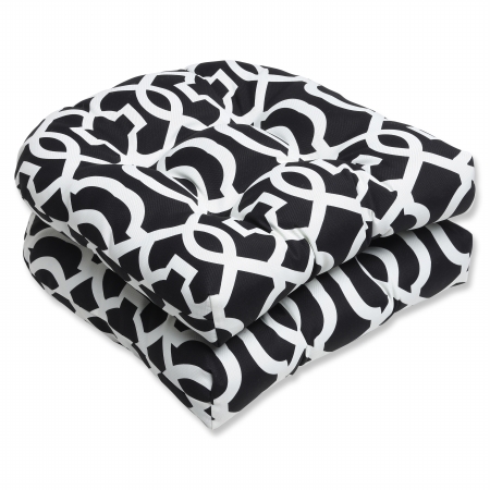 Picture of Pillow Perfect 543413 New Geo Black/White Wicker Seat Cushion (Set of 2)