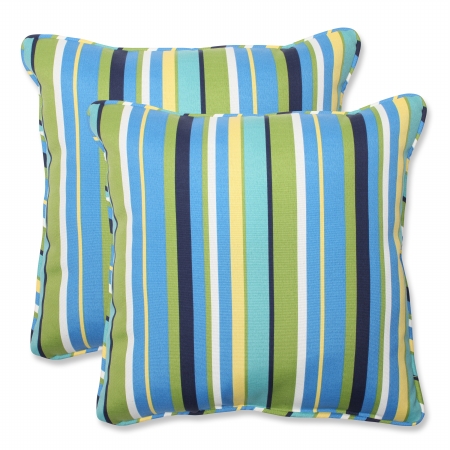 Picture of Pillow Perfect 537184 Topanga Stripe Lagoon 18.5-inch Throw Pillow (Set of 2)