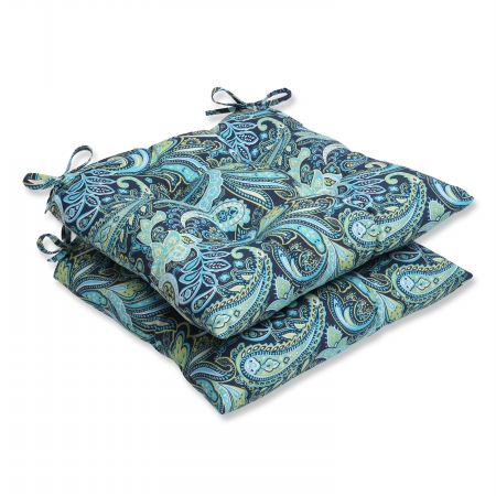 Picture of Pillow Perfect 543789 Pretty Paisley Navy Wrought Iron Seat Cushion (Set of 2)