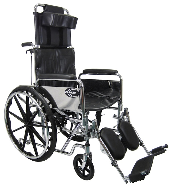 Picture of Karman Healthcare KN-880W-E KN-880 20 in. seat Reclining Wheelchair with Removable Armrest and Elevating Legrest