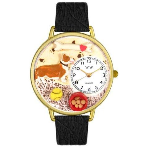 Picture of Whimsical Watches G-0130029 Whimsical Unisex Corgi Black Skin Leather Watch