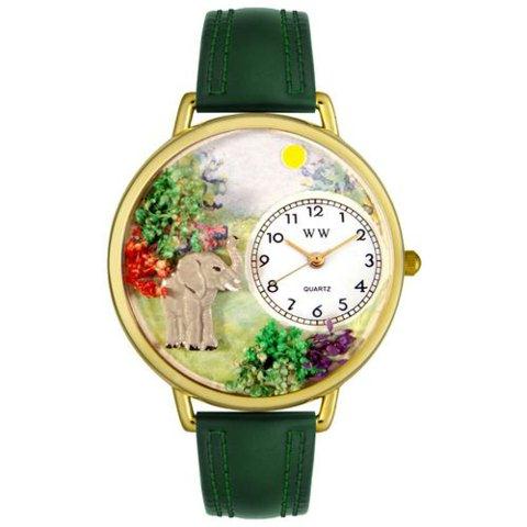 Picture of Whimsical Watches G-0150018 Whimsical Unisex Elephant Hunter Green Leather Watch
