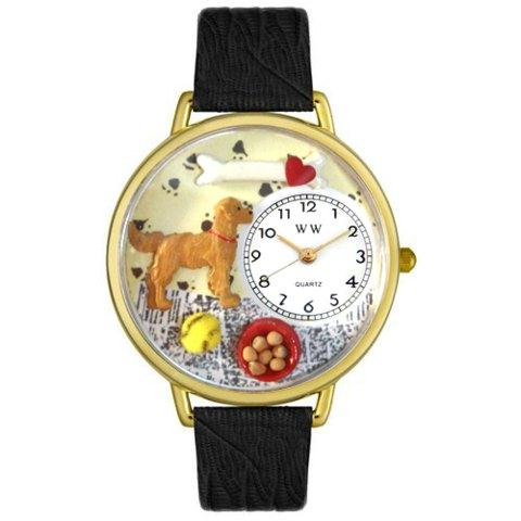 Picture of Whimsical Watches G-0130042 Whimsical Unisex Golden Retriever Black Skin Leather Watch
