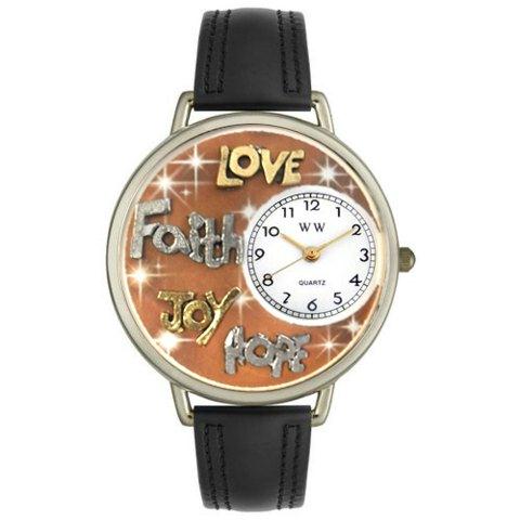 Picture of Whimsical Watches U-0710015 Whimsical Unisex Faith Hope Love Joy Black Leather Watch