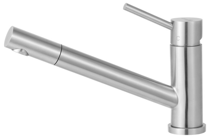 Picture of ALFI Trade AB2025-BSS Solid Brushed Stainless Steel Pull Out Single Hole Kitchen Faucet