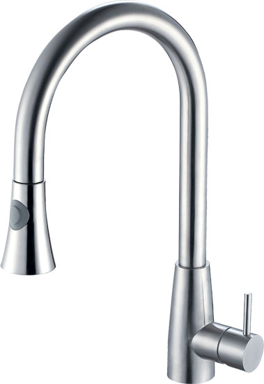 Picture of ALFI Trade AB2034-BSS Solid Brushed Stainless Steel Pull Down Single Hole Kitchen Faucet
