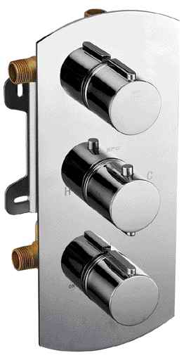 Picture of ALFI Trade AB4001-PC Polished Chrome Concealed 3-Way Thermostatic Valve Shower Mixer Round Knobs