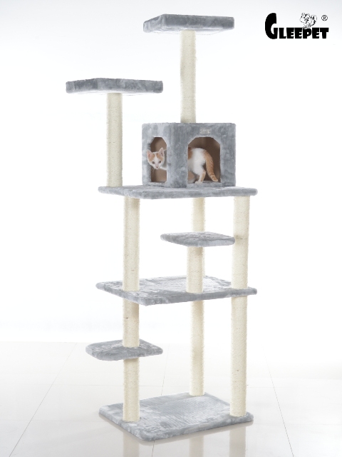Picture of GleePet GP78740822 74-Inch Real Wood Cat Tree With Seven Levels  Silver Gray