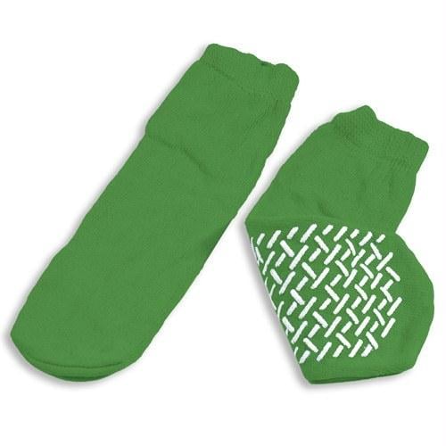Slipper Socks; Med Green Pair Men's 5-6 Wms 6-7 Child 7-11