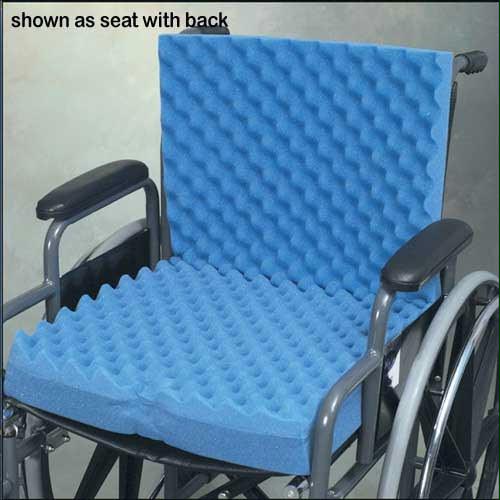 Picture of Convoluted Wheelchair Cushion w/Back & Blue Polycotton Cover