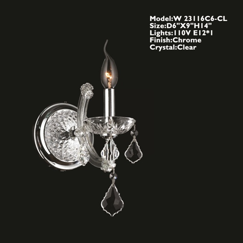 Picture of Worldwide Lighting W23116C6-CL Lyre Collection 1 Light Chrome Finish with Clear Crystal Wall Sconce