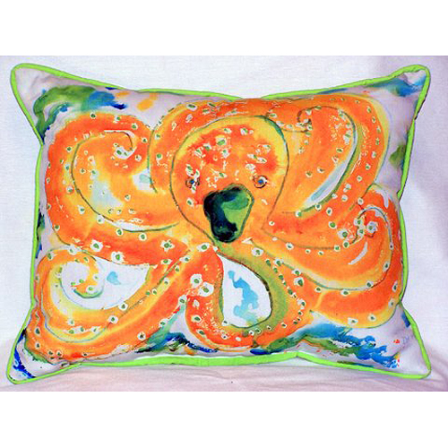 Picture of Betsy Drake HJ083 Orange Octopus Large Indoor-Outdoor Pillow 16 in. x 20 in.