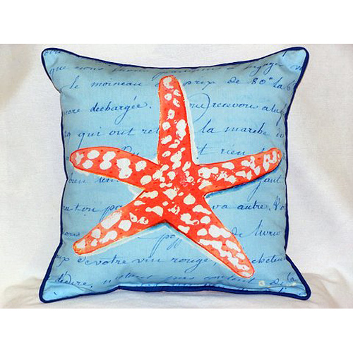 Picture of Betsy Drake HJ091B Coral Starfish - Blue Large Indoor-Outdoor Pillow 16 in. x 20 in.