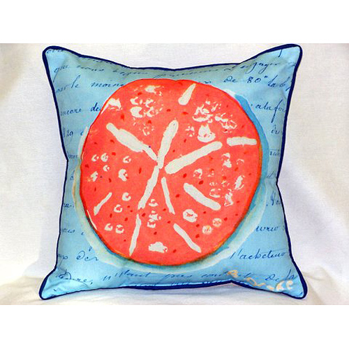 Picture of Betsy Drake HJ092B Coral Sand Dollar - Blue Large Indoor-Outdoor Pillow 16 in. x 20 in.