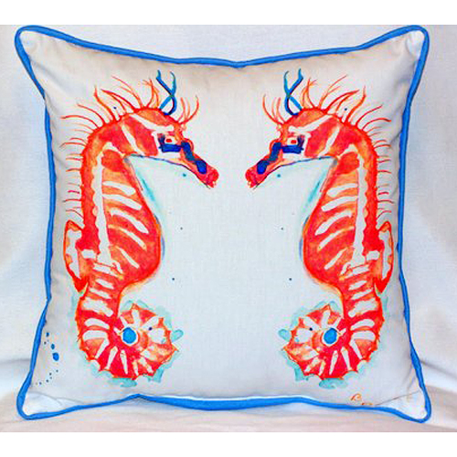 Picture of Betsy Drake HJ100 Coral Sea Horses Large Indoor-Outdoor Pillow 18 in. x 18 in.