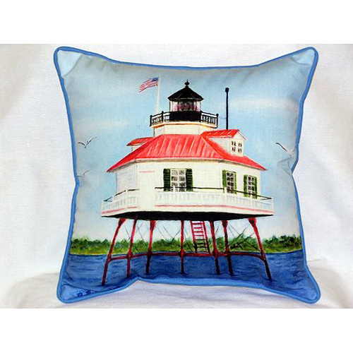 Drum Point Lighthouse Large Indoor-Outdoor Pillow - 18x18 - Multi-colored