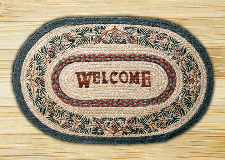 Picture of Earth Rugs 65-081PW Pinecone Welcome Oval Patch