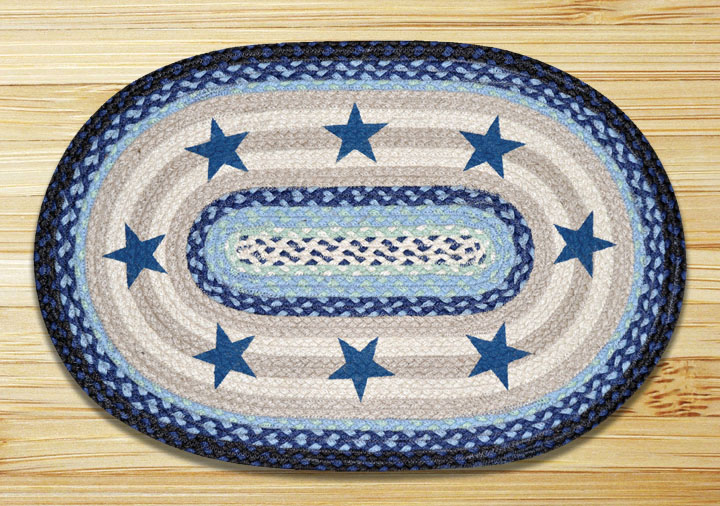 Picture of Earth Rugs 65-312BS Blue Stars Oval Patch
