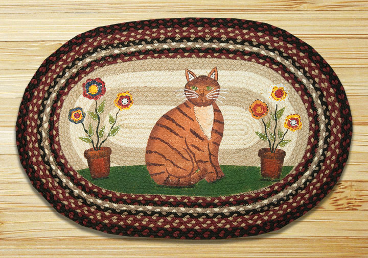 Earth Rugs 65-344FAC Folk Art Cat Oval Patch
