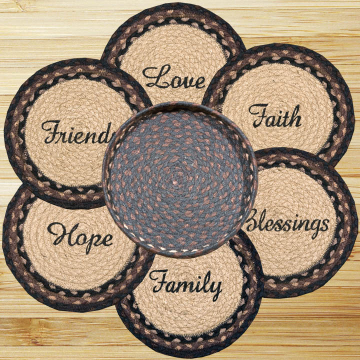 Picture of Earth Rugs 56-313B Blessings Trivets in a Basket