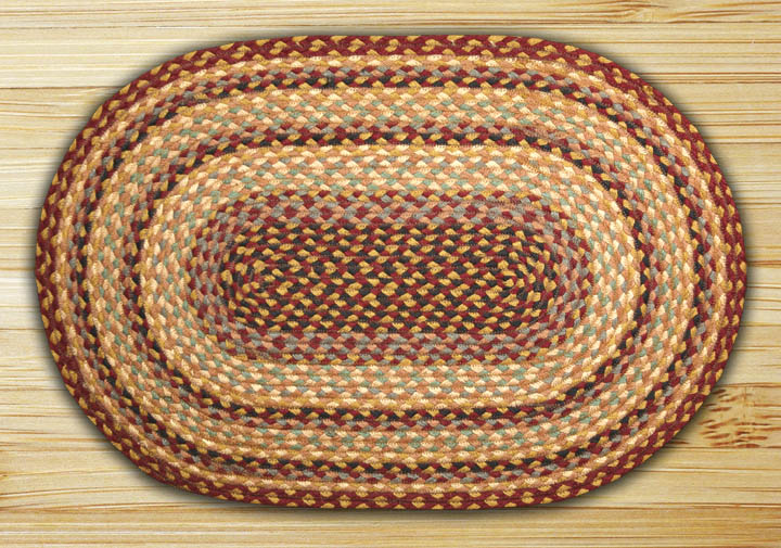 Burgundy-Gray-Creme Oval Rug