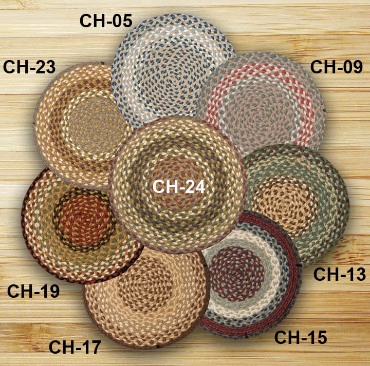 Earth Rugs  Burgundy-Mustard Jute Chair Pad