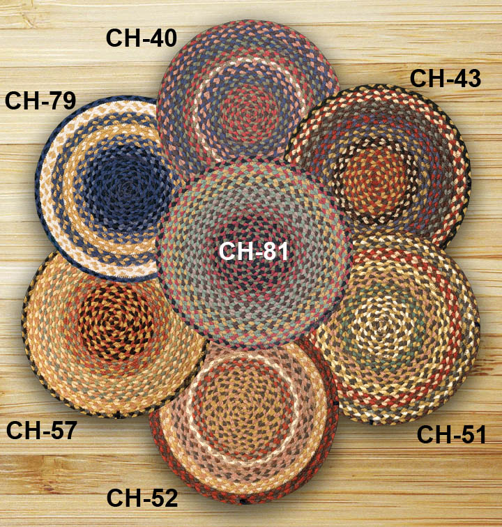 Lt. Blue-Dk. Blue-Mustard Jute Chair Pad