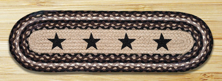 Picture of Earth Rugs 49-ST313BS Black Stars Oval Stair Tread
