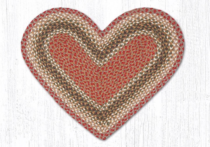 Olive-Burgundy-Gray Heart Rug