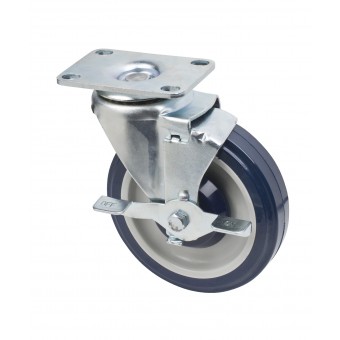 Picture of Focus Foodservice FPCST2X35 Set of 4 - 5 in. plate casters with brakes. 2 .37 in. x 3 .62 in. rectangle plate