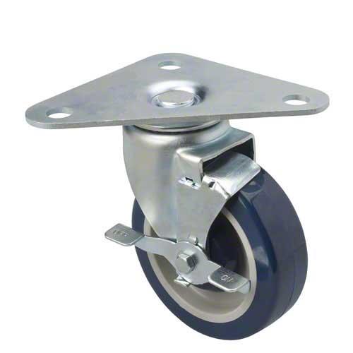 Picture of Focus Foodservice FPCTR5 Set of 4 - 5 in. heavy-duty plate casters with brakes. 5 .37 in. x 5 .62 in. x 7.5 in. triangle plate