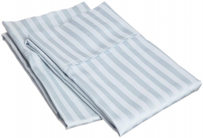 Picture of 400 Thread Count Egyptian Cotton Standard Pillowcase Set Stripe  Light Blue