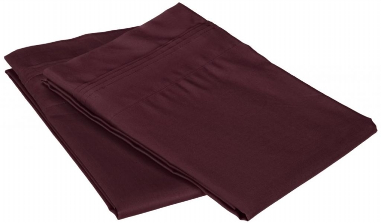 Egyptian Cotton 650 Thread Count Solid Pillowcase Set King-Plum