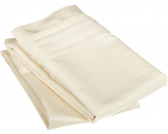 Egyptian Cotton 1500 Thread Count Solid Pillowcase Set  King-Ivory