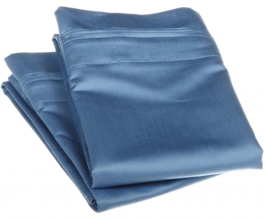 Egyptian Cotton 1500 Thread Count Solid Pillowcase Set  Standard-Medium Blue