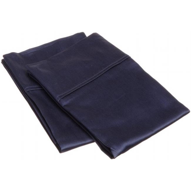 400 Thread Count Egyptian Cotton King Pillowcase Set Solid Navy Blue