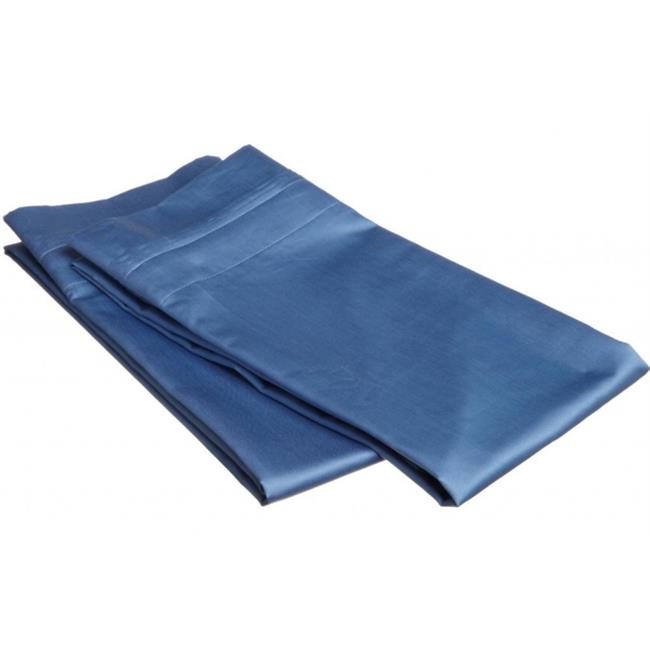 Egyptian Cotton 650 Thread Count Solid Pillowcase Set King-Medium Blue