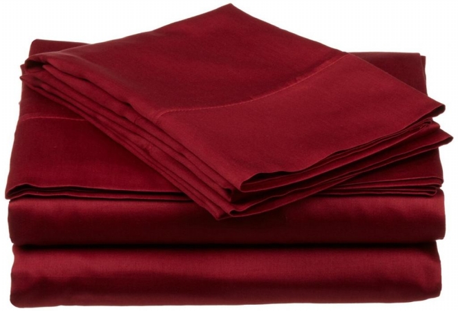 400 Thread Count Egyptian Cotton Twin XL Sheet Set Solid  Burgundy