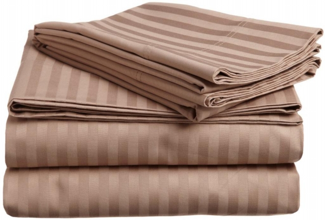 400 Thread Count Egyptian Cotton Twin XL Sheet Set Stripe  Taupe