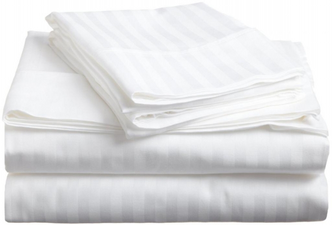 400 Thread Count Egyptian Cotton Twin XL Sheet Set Stripe  White