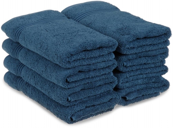 Picture of Superior Egyptian Cotton 8-Piece Hand Towel Set  Sapphire