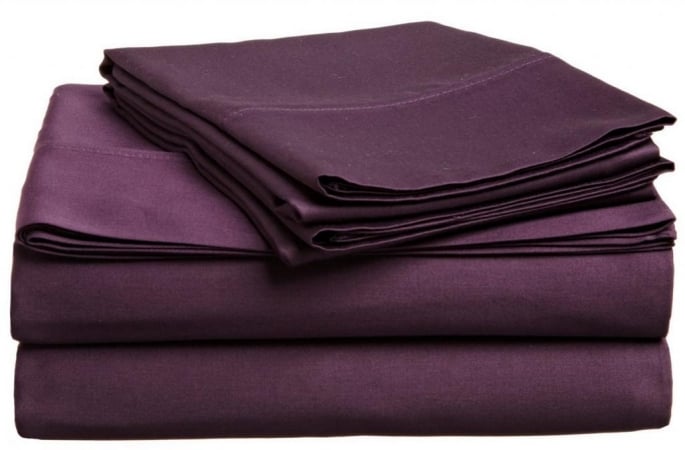 Egyptian Cotton 400 Thread Count Full Sheet Set - Solid Plum - Full Size - Luxurious Comfort