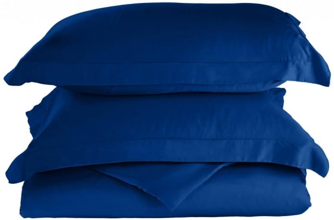 Rayon from Bamboo 300 Thread Count Solid Duvet Cover Set  Full/Queen-Smoke Blue