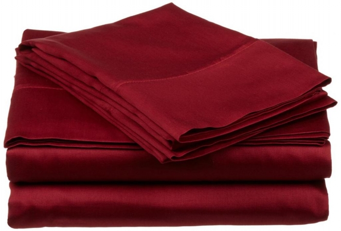 Picture of 400 Thread Count Egyptian Cotton Queen Sheet Set Solid  Burgundy